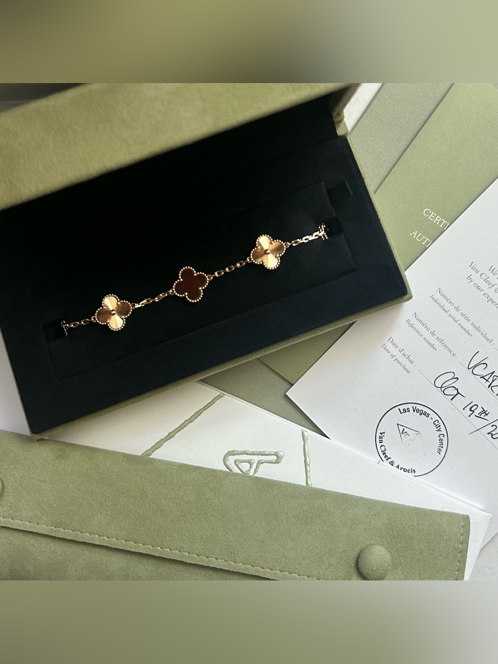 Van Cleef & Arpels Vintage Alhambra 5 Motifs Bracelet Guilloche 18K Rose Gold